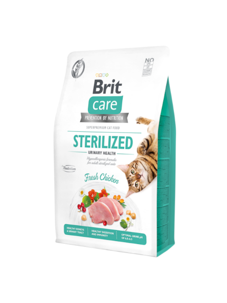 Brit Care STERILIZED URINARY HEALTH 2KG cu Pui - hrana uscata hypoallergenica fara cereale pentru  pisici sterilizate