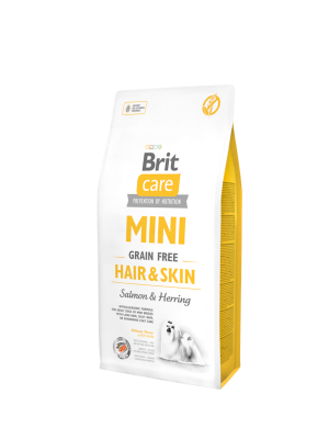 Brit Care Mini Grain Free Hair & Skin 2KG, somon si hering - hrana uscata caini